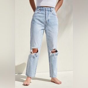 PACSUN Light Blue Ripped High Waisted Straight Leg Jeans Size 27 normcore
